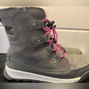 Girls Sorel Whitney II Joan Lace Boot, Gray and Pink